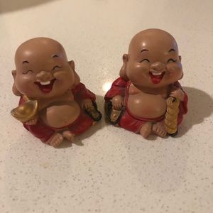 Set of 2 Small Smiling Buddha